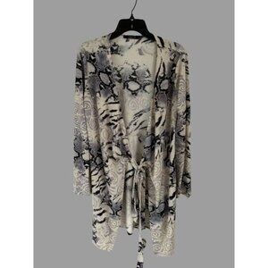 ark & co. Robe Coverup Belt Black White Abstract Design